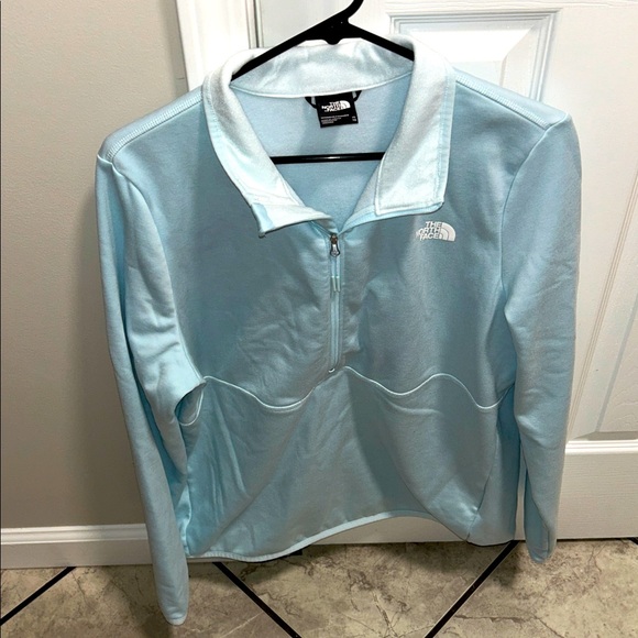 The North Face Canyonlands Fleece Pullover 1/4 Zip Light Blue XL EUC - Picture 1 of 3